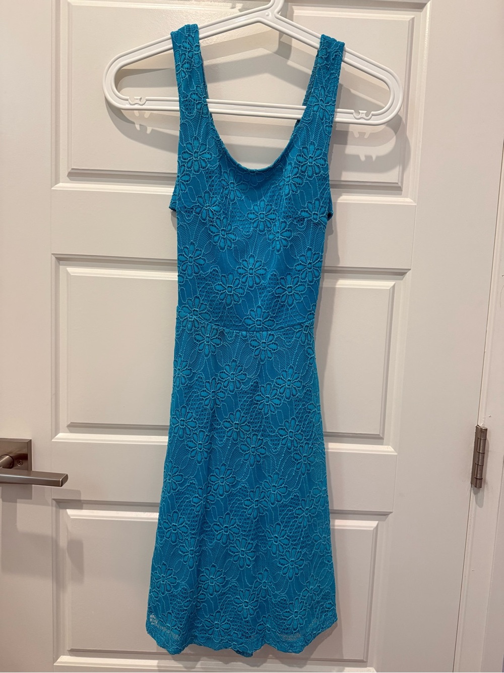 2/$25 Abercrombie & Fitch Teal/Blue Floral Lace Midi Dress